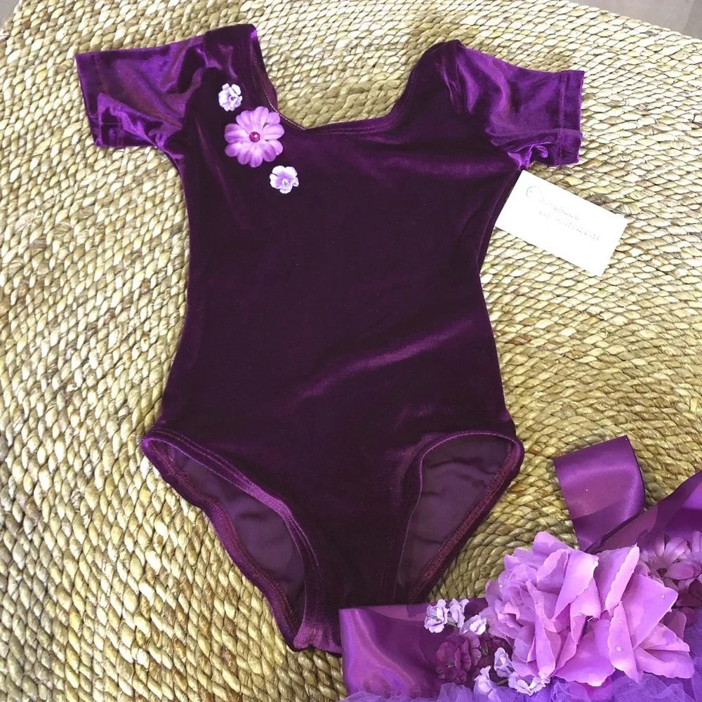New Violet Purple Leotard & Tutu by Childhood Enchantment Medium Floral Ribbon M